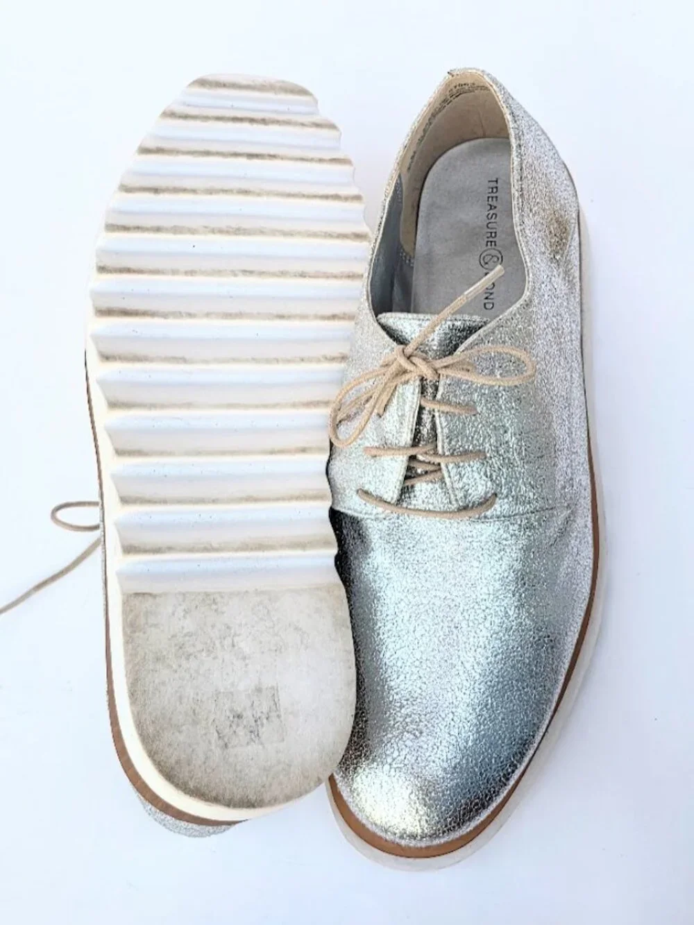 Treasure & Bond Noah Metallic Silver Platform Derby 8.5